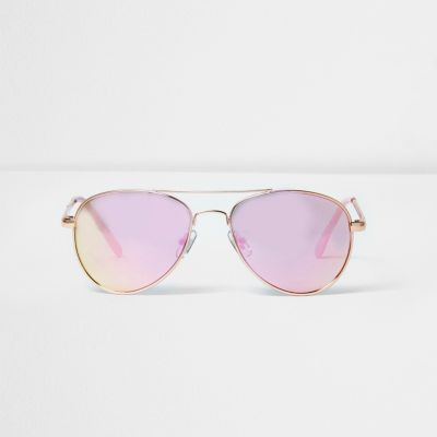 Pink aviator rose gold tone sunglasses